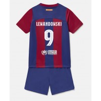 Fotbalové Dres Barcelona Robert Lewandowski #9 Dětské Domácí 2023-24 Krátký Rukáv (+ trenýrky)